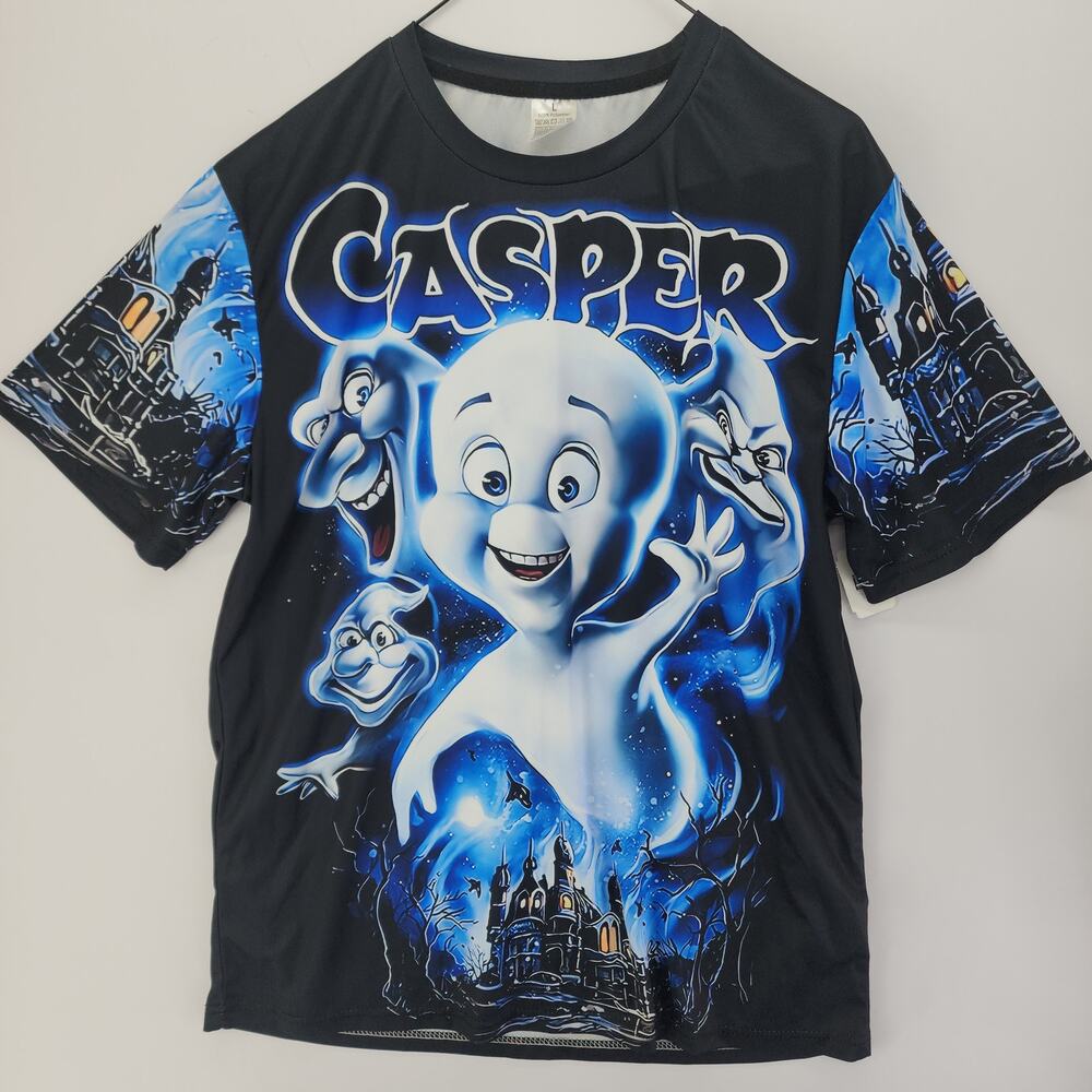 Casper The Friendly Ghost Sublimated AOP Graphic T-Shirt Black Size L